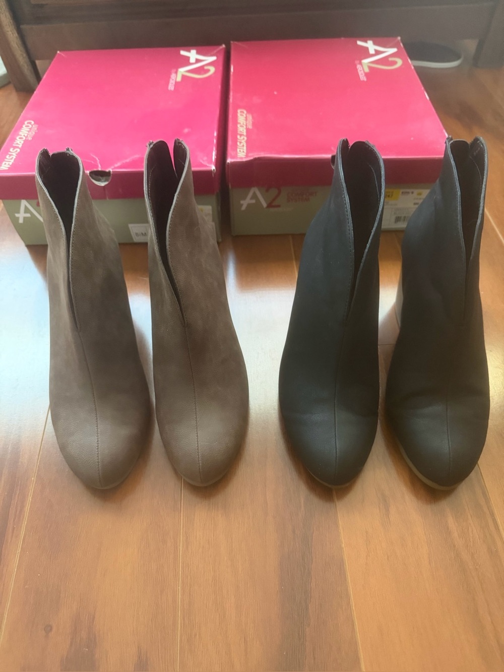 A2 By Aerosoles Suede Ankle Boots in Taupe NEW and Black WORE ONCE